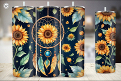 2 Sunflower Dream Catcher Tumbler Wrap Sublimation, 20 oz Product Image 2