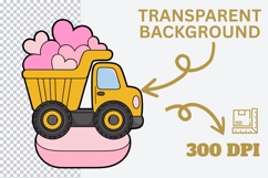 Glitter Dump Truck with Hearts PNG Product Image 3