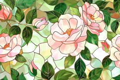 Elegant Pink Floral Stained Glass Pattern Background Product Image 1