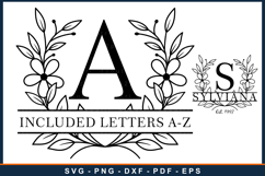 Floral wreath split monogram alphabet letters Font Sign SVG Product Image 1