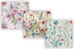 Watercolor Wildflowers Seamless Pattern, Soft Botanical Product Image 5