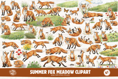 Summer Fox Meadow Clipart Product Image 1