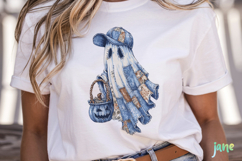 Retro Halloween Blue Denim Ghost Sublimation Clipart Product Image 2