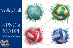 Volleyball Clipart PNG with Team Color Paint Splash Design Product Image 1