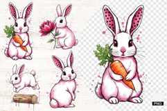 Cute Spring &amp; Easter Bunnies Png - Eatser Bunny Clipart Product Image 1