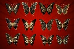 Black and Gold Glitter Butterflies Clipart Product Image 3