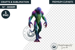 Halloween Acid Monster Clipart PNG Neon Fantasy Character Product Image 1
