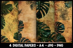 4 Vintage Leaves Digital Papers I Junk Journal Page Product Image 1