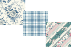 Coquette Blue Toile Digital Paper, Vintage French Floral Product Image 5