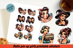 Retro Pin up girl printable stickers BUNDLE PNG. Product Image 6