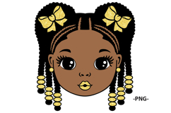 Clipart Black Girl Pink Bows Sublimation Digital Design Product Image 5