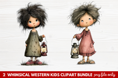 2 Whimsical Western Kids Clipart | Cute Cowboy &amp; Cowgirl PNG Product Image 1