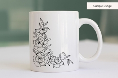Hand Drawn Peonies Corner Border SVG Product Image 5