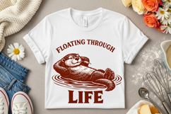 Floating Through Life Funny Otter Vintage Humor Relaxed Product Image 7