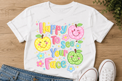 Happy To See Your Face SVG PNG Cute Smiling Apples Back to Product Image 5