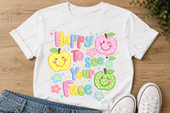 Happy To See Your Face SVG PNG Cute Smiling Apples Back to Product Image 5