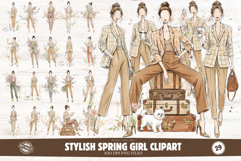 Stylish Spring Girl Clipart Product Image 1