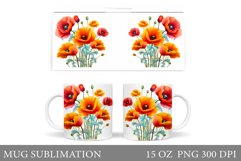 Flowers Mug Design. Floral Mug Sublimation Product Image 1