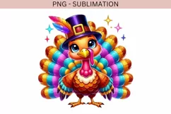 Thankful Grateful Turkey PNG, Happy Thanksgiving Watercolor Product Image 4