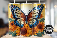 Butterfly and Sunflower Tumbler Wrap for Sublimation Product Image 1