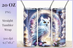Sublimation Tumbler Wrap 3D White Owl / Png file Product Image 1