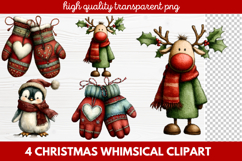 4 Whimsical Christmas Clipart featuring cute holiday charact Product Image 1