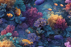 Vibrant Underwater Coral Reef Background with Colorful Fish Product Image 1