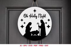 Christmas Round Sign Laser Cut SVG | Christmas Door Hanger Product Image 1