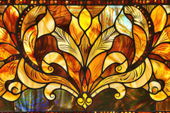 Golden Stained Glass Ornamental Floral Art Background Product Image 1