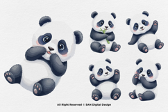 15 Bundle Watercolor Cute Panda Animal Bamboo Baby Cute Product Image 5