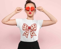 Preppy Coquette Valentine PNG, Yarn Faux Embroidery Pink Bow Product Image 3