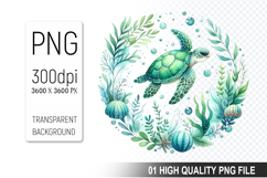Summer Turtle Clipart PNG Bundle, High Quality PNG Files Product Image 6