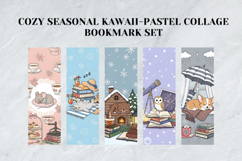 Cozy Seasonal Kawaii-Pastel Collage Bookmark Set,Cute Autumn Product Image 5