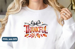 Thankful Thanksgiving T-Shirt PNG sublimation design Product Image 5