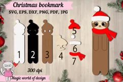 Christmas Bookmark SVG, cat and sloth paper svg design Product Image 3
