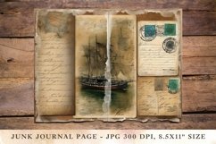 Printable Junk Journal Pages postcard nautical ship 1 Product Image 1