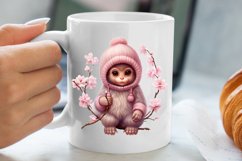 Cute Pink Christmas Animals Clipart Sublimation Product Image 5