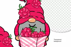 Watercolor family of gnomes with raspberries Product Image 3