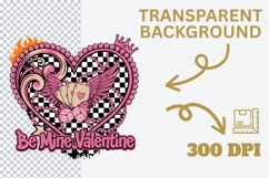 Be Mine Valentine PNG, Valentine Heart PNG, Pink Checker Hea Product Image 4