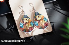 Stained Glass Dog flowers Earring Design Product Image 1