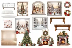 Christmas background, porch wreath on the door Product Image 5