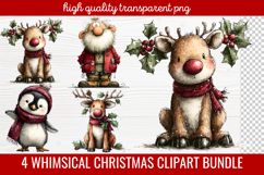 4 Whimsical Christmas Clipart | Cute Festive Holiday PNG Product Image 1
