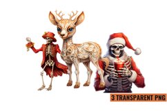 Watercolor Christmas skeleton Sublimation Clipart PNG , Product Image 1