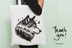 Wolf Silhouette with Mountain and Forest Product Image 5