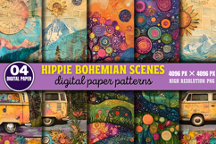 Hippie Bohemian Scenes Journal Paper Bundle PNG Product Image 6