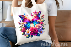 Crystal Butterfly PNG, Vibrant Pink Rose Floral Sublimation Product Image 5