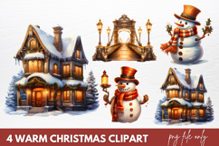 Watercolor Warm Christmas Sublimation Clipart Product Image 1