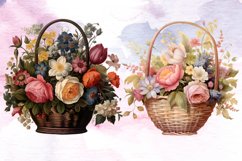 Watercolor Flower Basket Clipart Bundle, Watercolor Flower Product Image 6