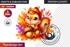 Cute Autumn thanksgiving Baby animal and Pumpkin PNG clipart Product Image 1