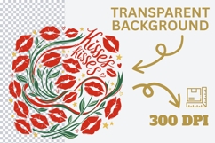 Kisses Kisses PNG, Lips Valentine PNG, Floral Kiss Lips Desi Product Image 3